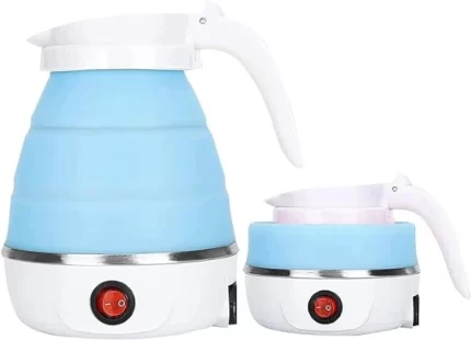 Foldable Travel Electric Kettle With Travel Adapter- Blue Color