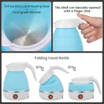 Foldable Travel Electric Kettle With Travel Adapter- Blue Color