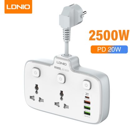 LDNIO SC2413 PD & QC3.0 2 Universal Outlets Power Socket