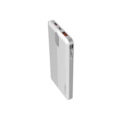 Ldnio PL1013 Dual USB Output Port 10,000 MAh Power Bank With Build-In Cable – White Color