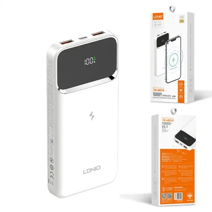 Ldnio PQ11 10000mAh Led Digital Display Wireless Power Bank