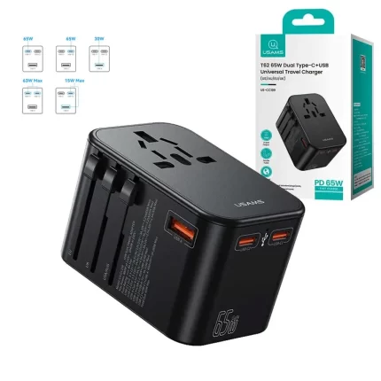 USAMS US-CC199 T62 65W Dual Type C USB Universal Travel Charger