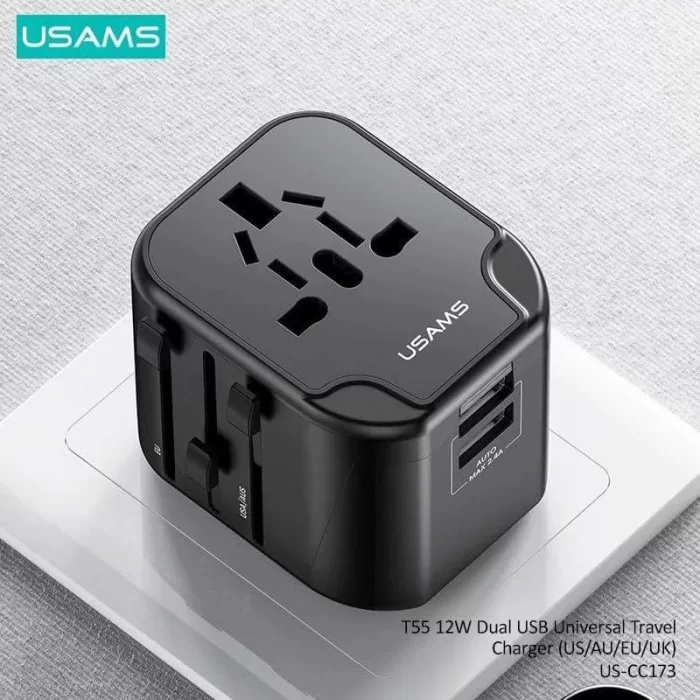 T55 12W Dual USB Universal Travel Charger (USAMS US-CC173)