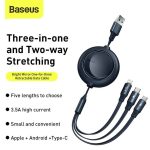 Baseus Bright Mirror 2 Series Retractable 3-In-1 Fast Charging Data Cable USB To M+L+C 3.5A