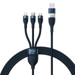 Baseus Two-For-Three Fast Charging Cable (U+C To M+L+C) 100w- Blue